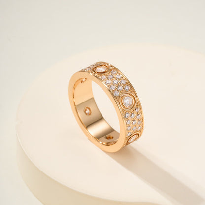 [Stars Jewelry]LOVE 5.5MM FULL-PAVE 6-DIAMOND RING