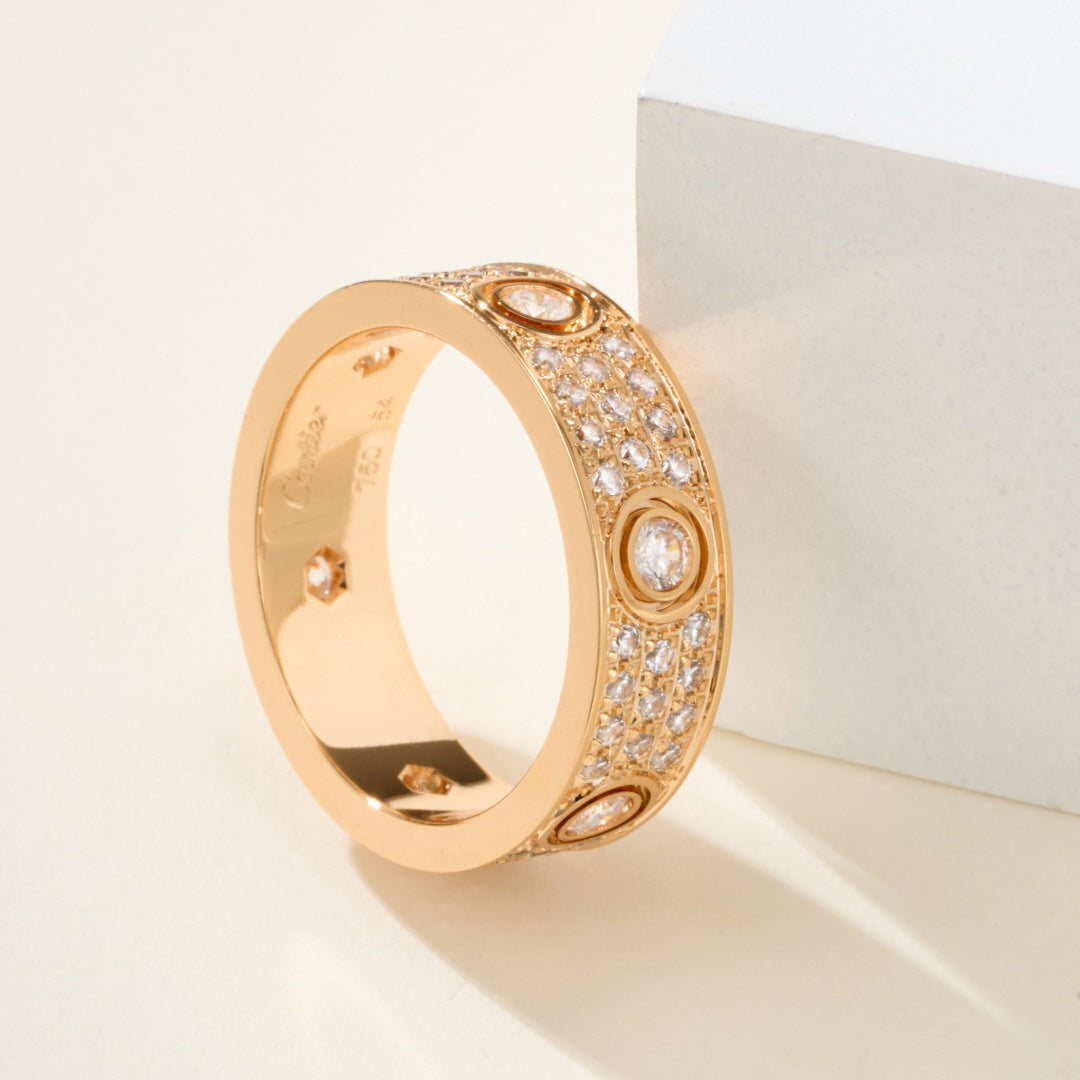[Stars Jewelry]LOVE 5.5MM FULL-PAVE 6-DIAMOND RING
