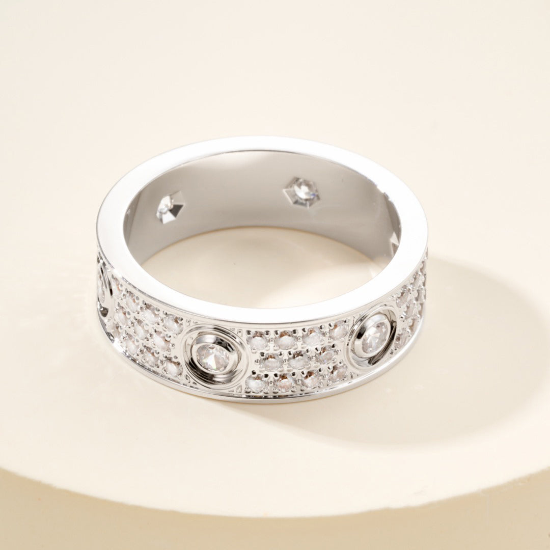 [Stars Jewelry]LOVE 5.5MM FULL-PAVE 6-DIAMOND RING