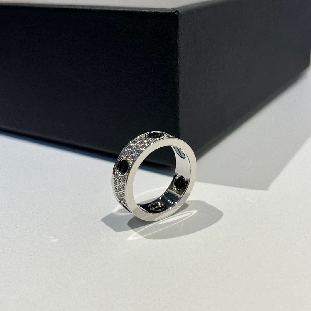 [Stars Jewelry]LOVE RING 5.5MM DIAMONDS PAVED CERAMIC