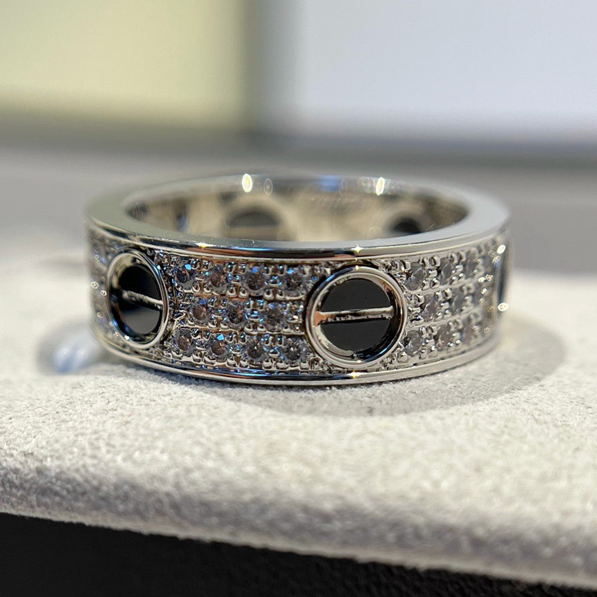 [Stars Jewelry]LOVE RING 5.5MM DIAMONDS PAVED CERAMIC