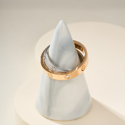 [Stars Jewelry]LOVE PINK GOLD SILVER DIAMOND DOUBLE RING