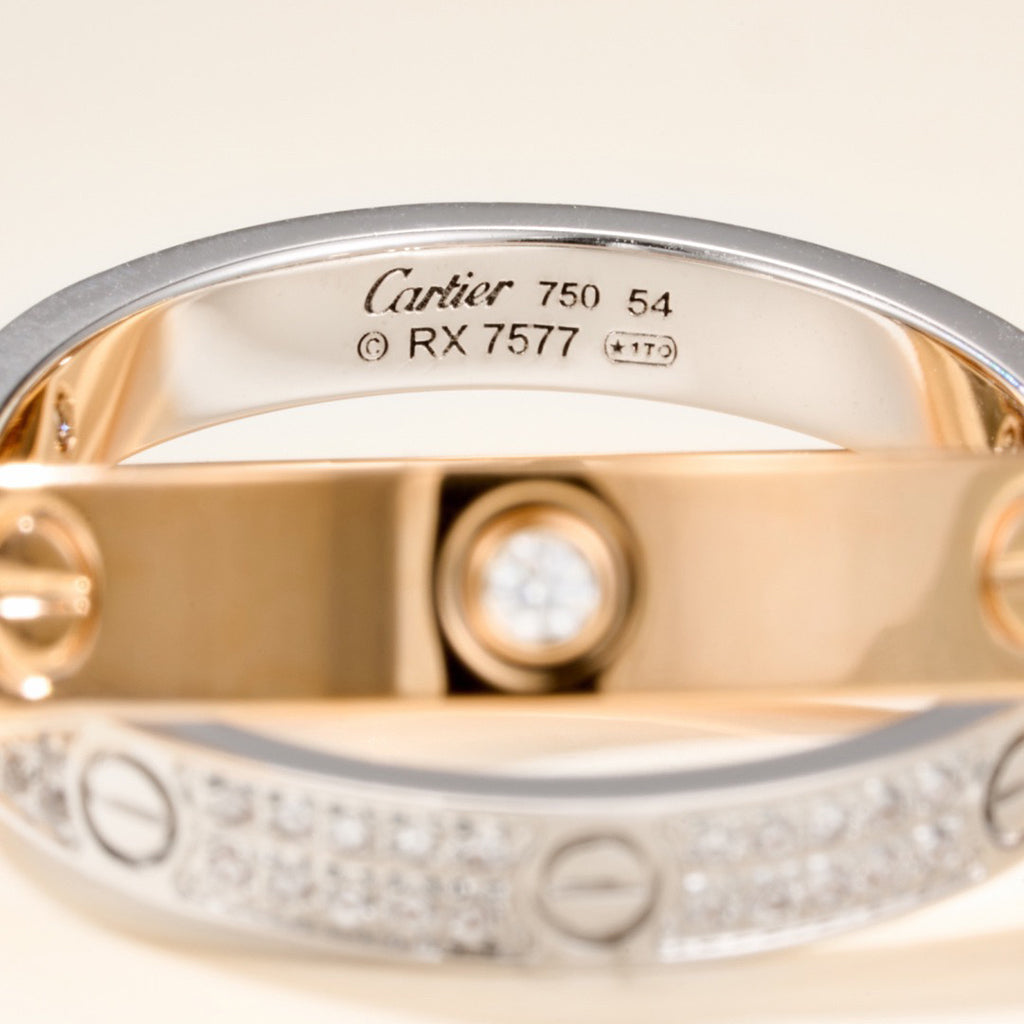 [Stars Jewelry]LOVE PINK GOLD SILVER DIAMOND DOUBLE RING