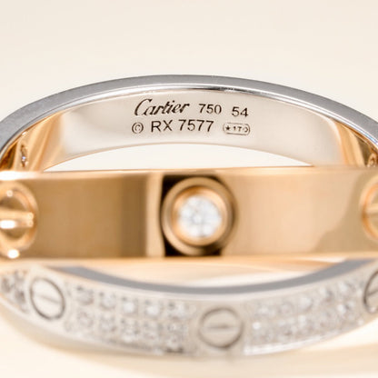 [Stars Jewelry]LOVE PINK GOLD SILVER DIAMOND DOUBLE RING