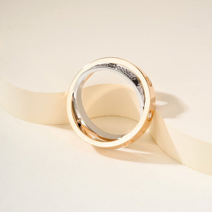 [Stars Jewelry]LOVE PINK GOLD SILVER DIAMOND DOUBLE RING