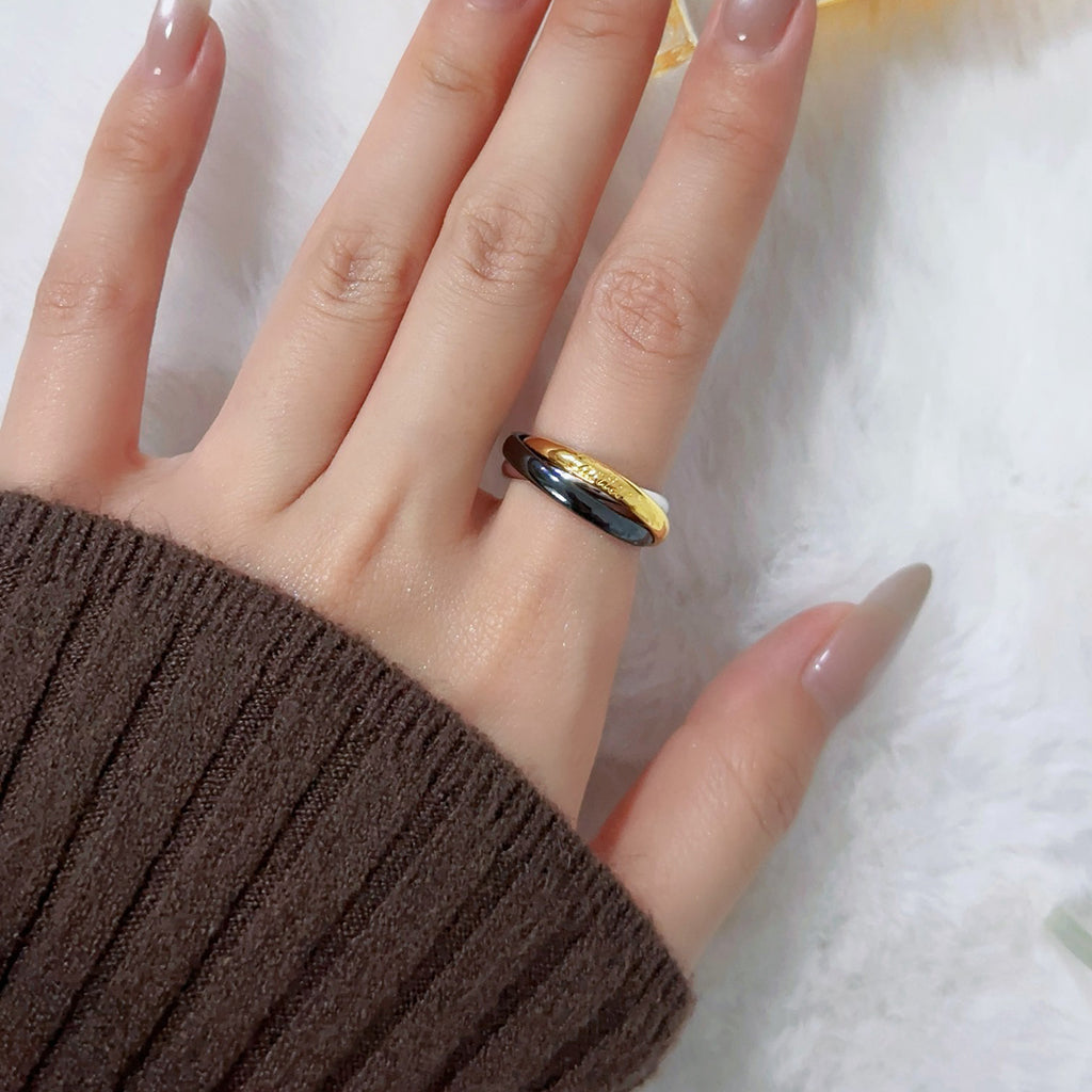 [Stars Jewelry]TRINITY 3.2MM RING BLACK CERAMIC