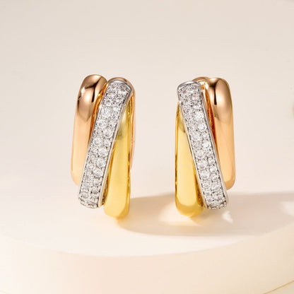 [Stars Jewelry]TRINITY HALF DIAMOND  CUSHION EARRINGS