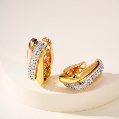 [Stars Jewelry]TRINITY HALF DIAMOND  CUSHION EARRINGS