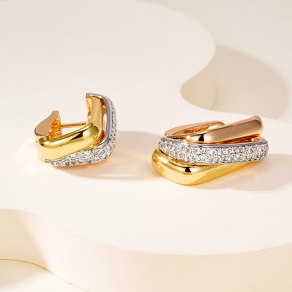 [Stars Jewelry]TRINITY HALF DIAMOND  CUSHION EARRINGS