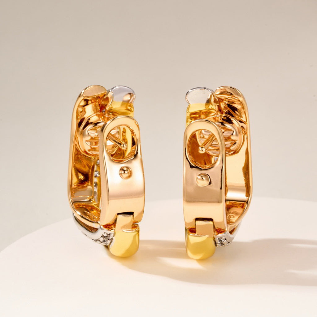 [Stars Jewelry]TRINITY HALF DIAMOND  CUSHION EARRINGS