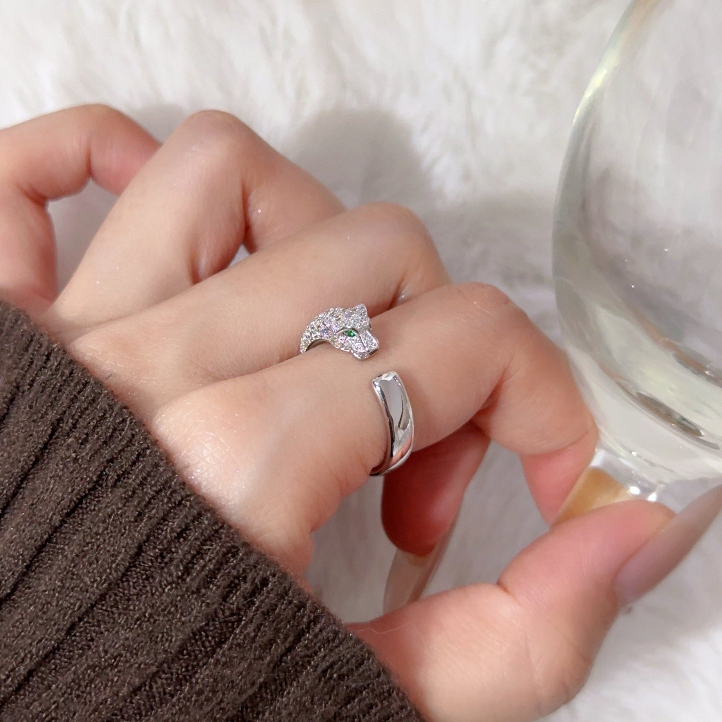 [Stars Jewelry]PANTHERE HALF DIAMOND SMALL RING