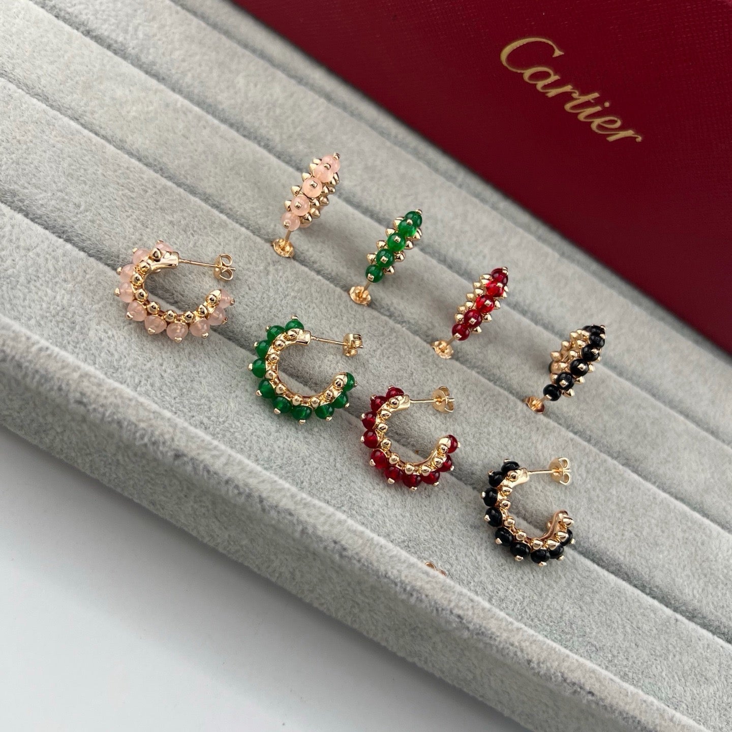 [Stars Jewelry]CLASH 7.9MM AGATE CHALCEDONY EARRINGS