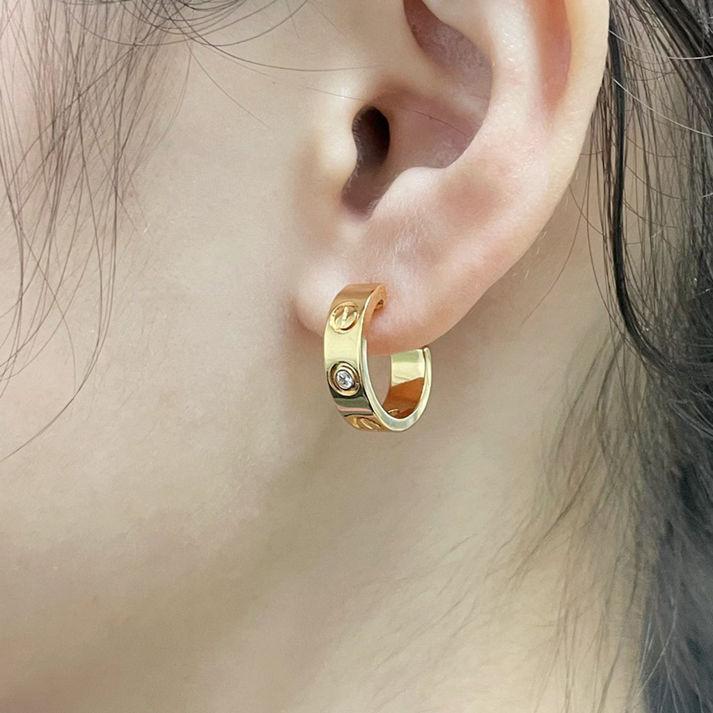 [Stars Jewelry]LOVE EARRINGS 5.7MM 2 DIAMONDS