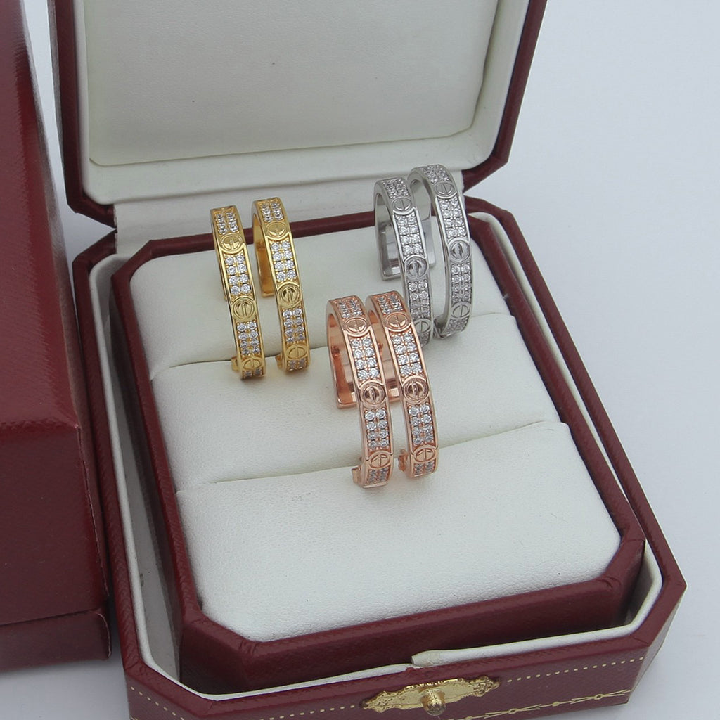 [Stars Jewelry]LOVE EARRINGS 3.6MM DIAMOND PAVED