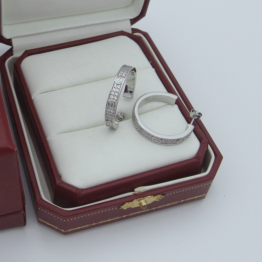 [Stars Jewelry]LOVE EARRINGS 3.6MM DIAMOND PAVED