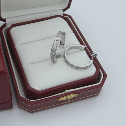 [Stars Jewelry]LOVE EARRINGS 3.6MM DIAMOND PAVED