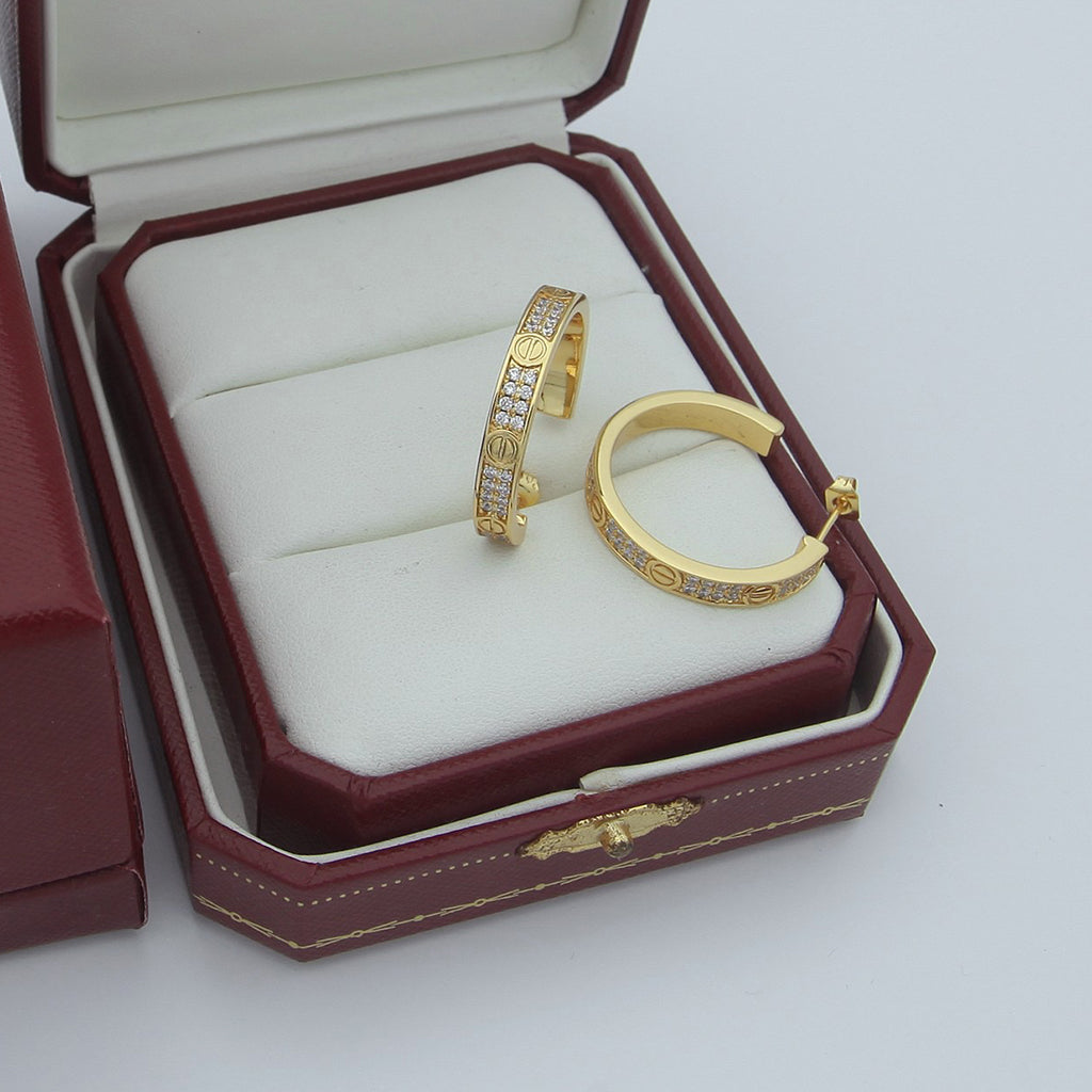 [Stars Jewelry]LOVE EARRINGS 3.6MM DIAMOND PAVED