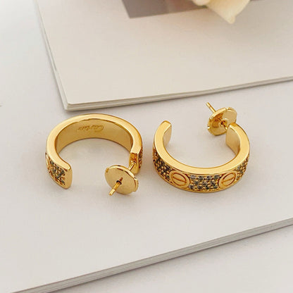 [Stars Jewelry]LOVE 5.5MM DIAMOND PAVED EARRINGS