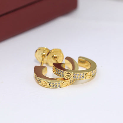 [Stars Jewelry]LOVE 5.5MM DIAMOND PAVED EARRINGS