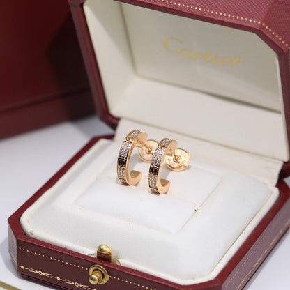 [Stars Jewelry]LOVE 5.5MM DIAMOND PAVED EARRINGS
