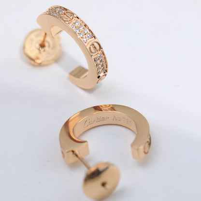 [Stars Jewelry]LOVE 5.5MM DIAMOND PAVED EARRINGS