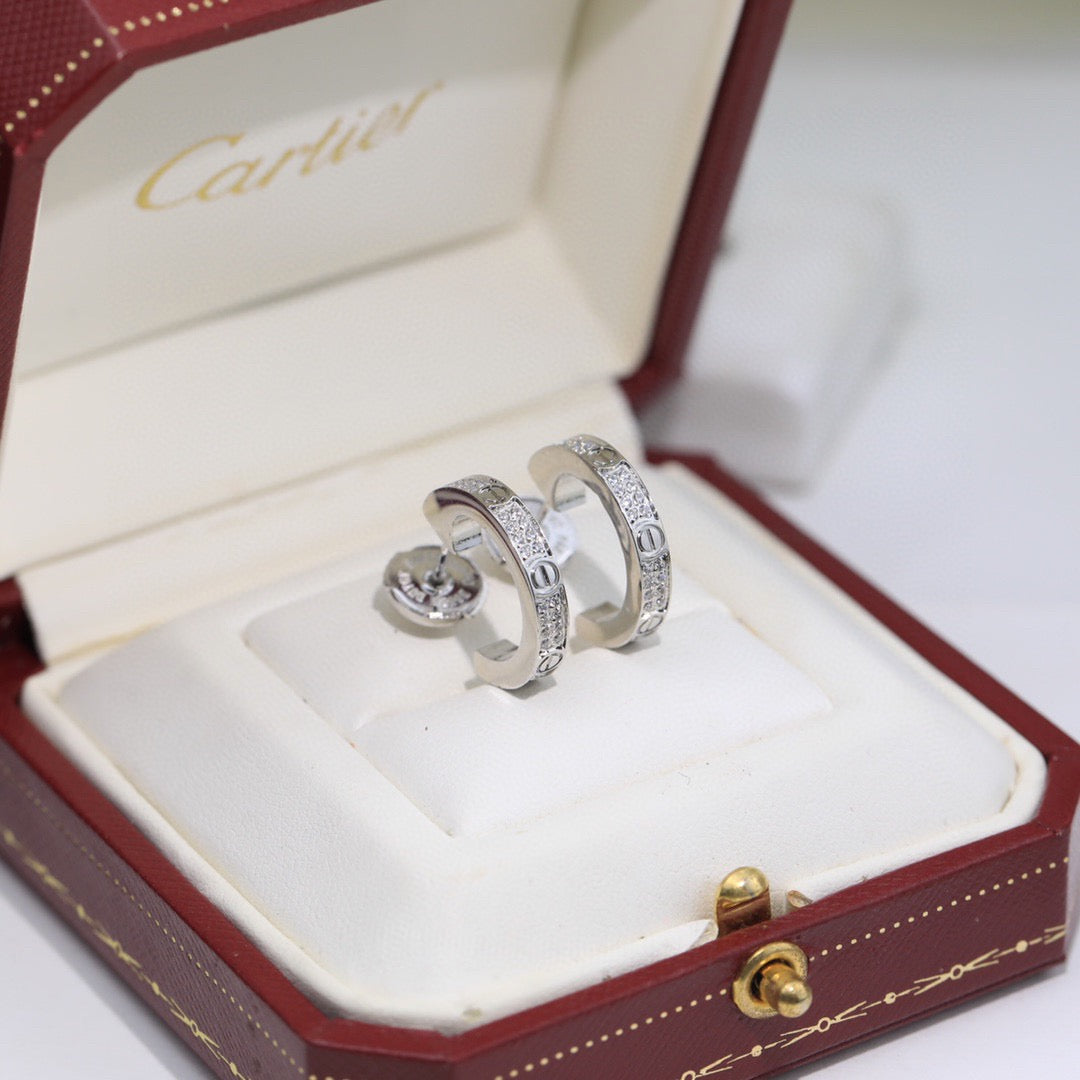 [Stars Jewelry]LOVE 5.5MM DIAMOND PAVED EARRINGS