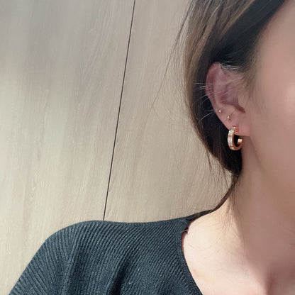 [Stars Jewelry]LOVE 5.5MM DIAMOND PAVED EARRINGS