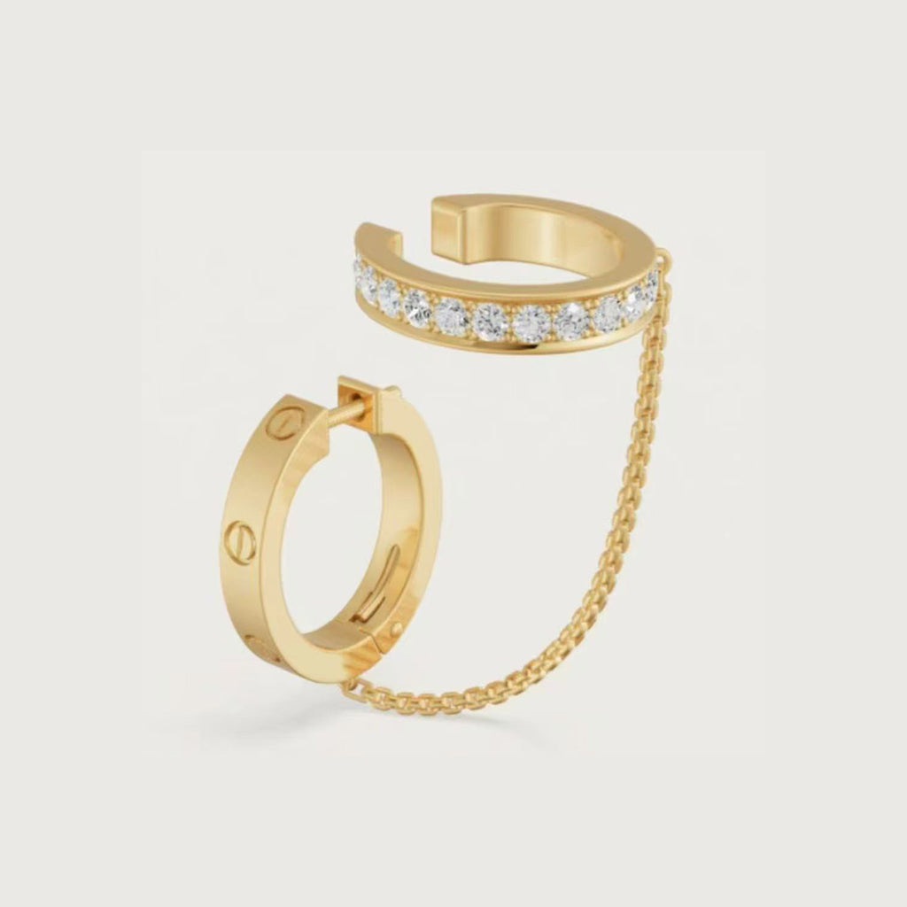 [Stars Jewelry]LOVE 3.0MM HALF DIAMOND EARRINGS