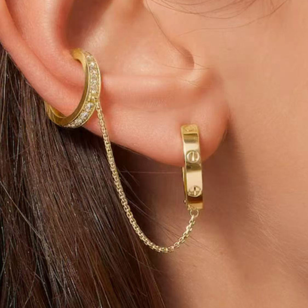 [Stars Jewelry]LOVE 3.0MM HALF DIAMOND EARRINGS