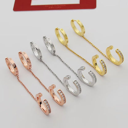 [Stars Jewelry]LOVE 3.0MM HALF DIAMOND EARRINGS