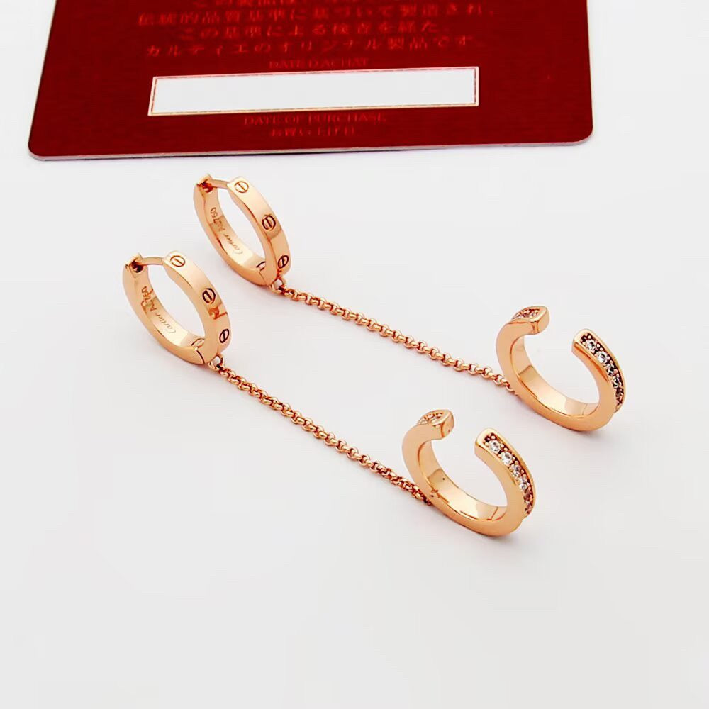 [Stars Jewelry]LOVE 3.0MM HALF DIAMOND EARRINGS