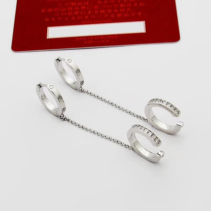 [Stars Jewelry]LOVE 3.0MM HALF DIAMOND EARRINGS