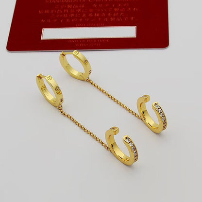 [Stars Jewelry]LOVE 3.0MM HALF DIAMOND EARRINGS