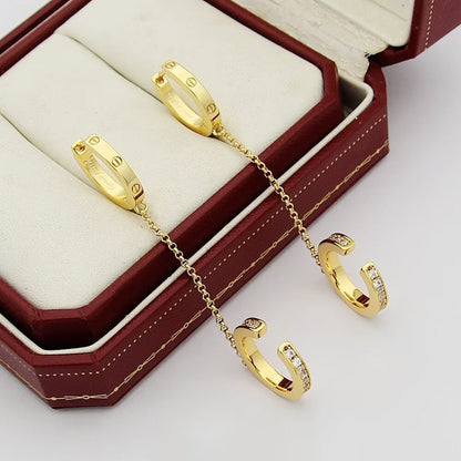 [Stars Jewelry]LOVE 3.0MM HALF DIAMOND EARRINGS