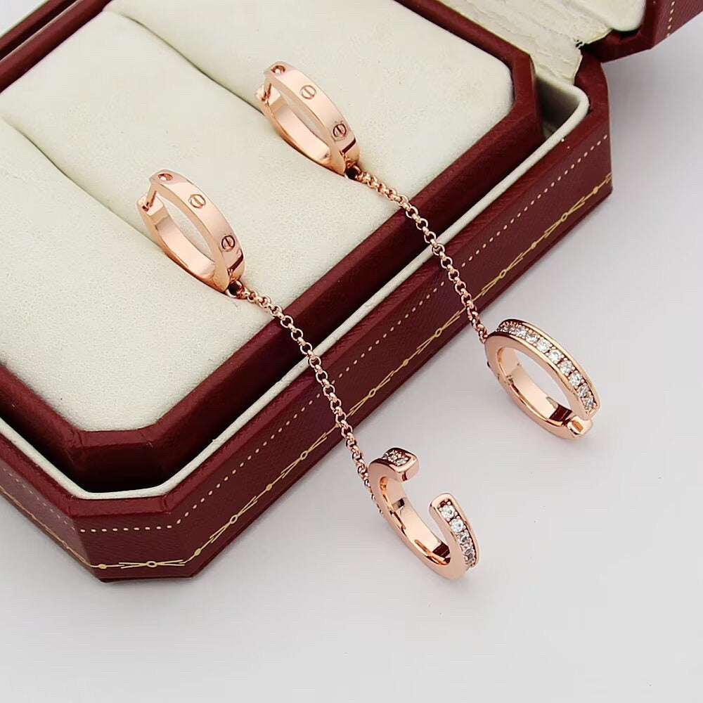 [Stars Jewelry]LOVE 3.0MM HALF DIAMOND EARRINGS