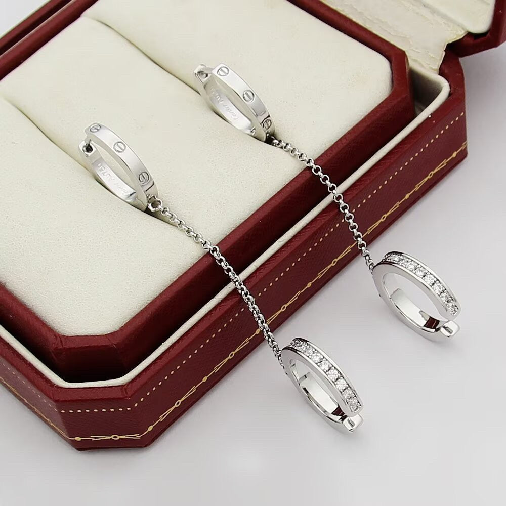 [Stars Jewelry]LOVE 3.0MM HALF DIAMOND EARRINGS