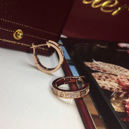[Stars Jewelry]LOVE 5.5MM DIAMOND PAVED EARRINGS