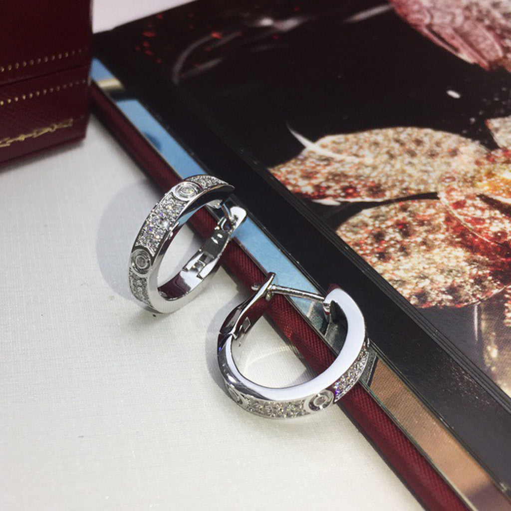 [Stars Jewelry]LOVE 5.5MM DIAMOND PAVED EARRINGS