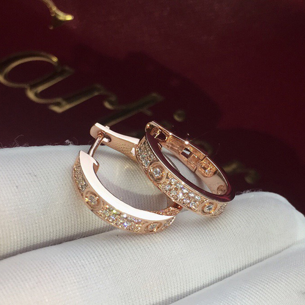 [Stars Jewelry]LOVE 5.5MM DIAMOND PAVED EARRINGS