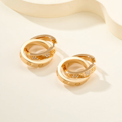 [Stars Jewelry]LOVE 3.3MM DANGLE HALF DIAMOND EARRINGS