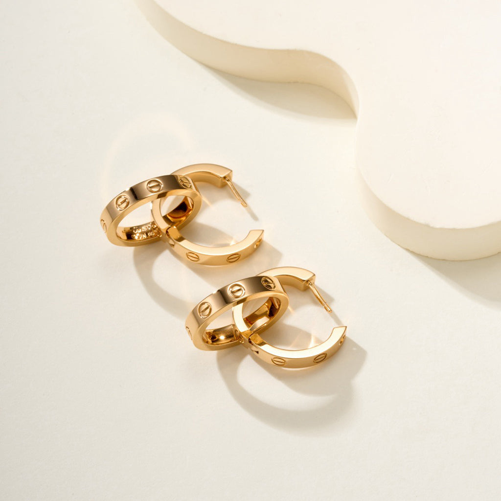 [Stars Jewelry]LOVE 3.3MM DANGLE HALF DIAMOND EARRINGS