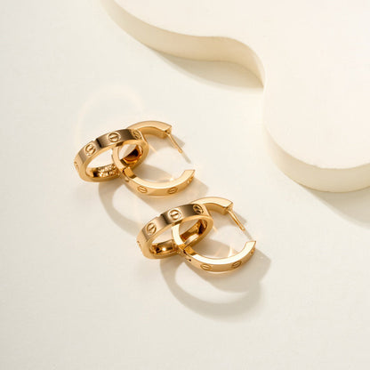 [Stars Jewelry]LOVE 3.3MM DANGLE HALF DIAMOND EARRINGS