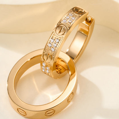 [Stars Jewelry]LOVE 3.3MM DANGLE HALF DIAMOND EARRINGS