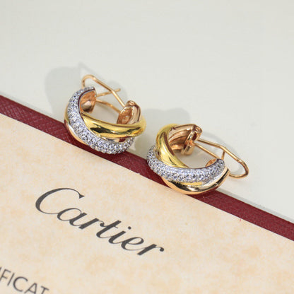 [Stars Jewelry]TRINITY HALF DIAMOND  CLASSIC EARRINGS