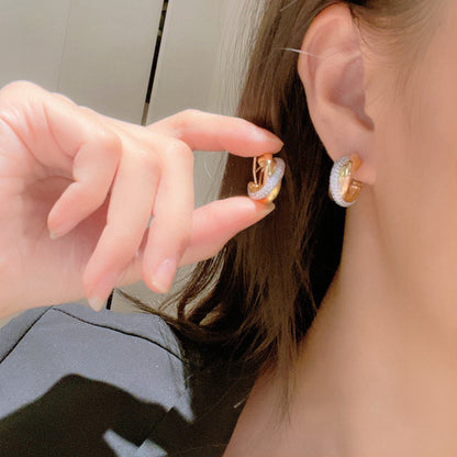 [Stars Jewelry]TRINITY HALF DIAMOND  CLASSIC EARRINGS