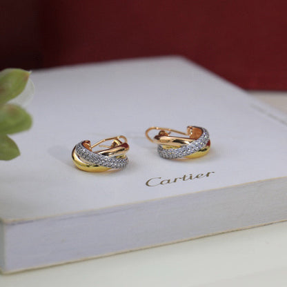 [Stars Jewelry]TRINITY HALF DIAMOND  CLASSIC EARRINGS