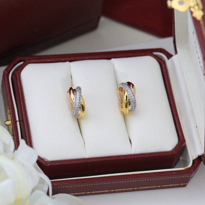 [Stars Jewelry]TRINITY HALF DIAMOND  CLASSIC EARRINGS