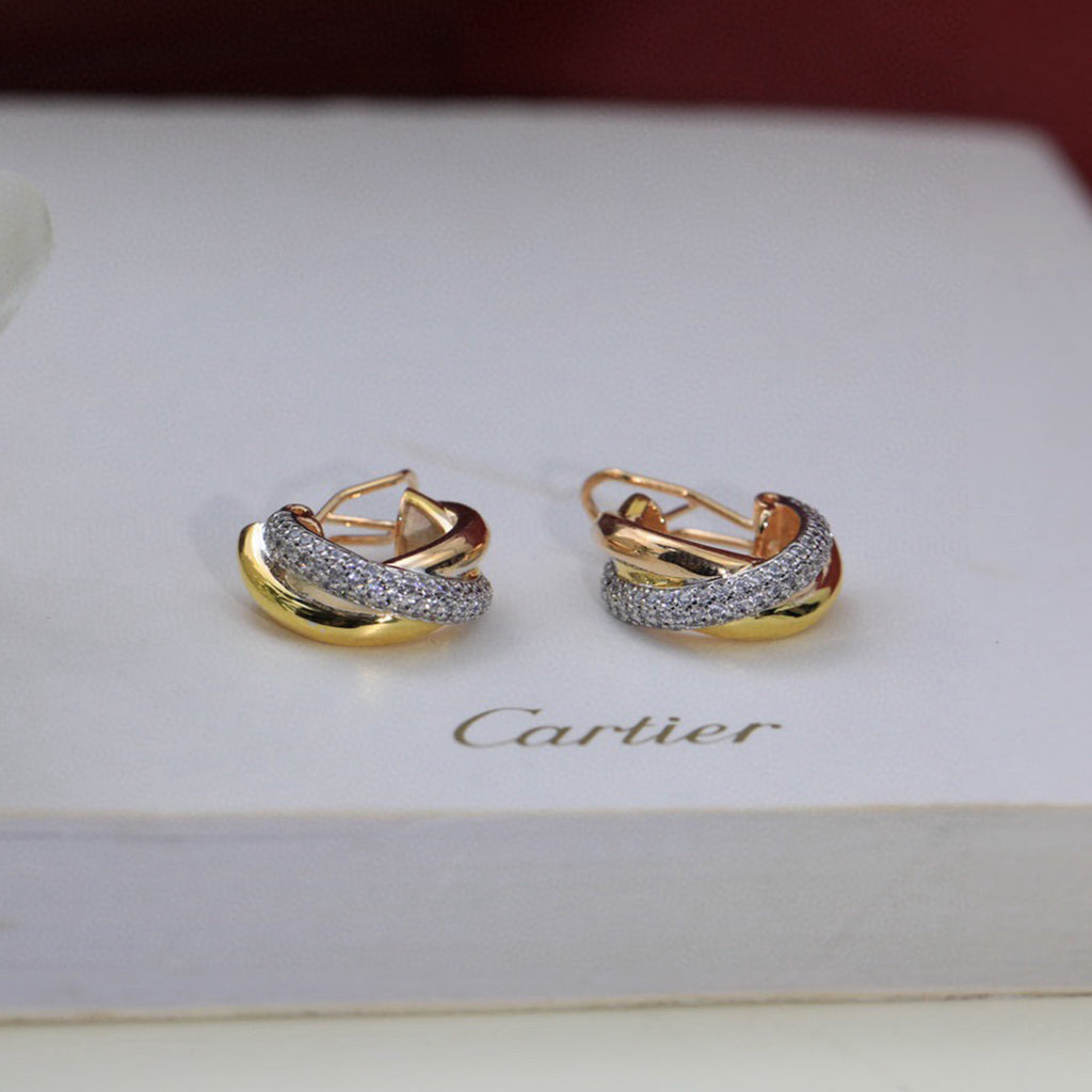 [Stars Jewelry]TRINITY HALF DIAMOND  CLASSIC EARRINGS
