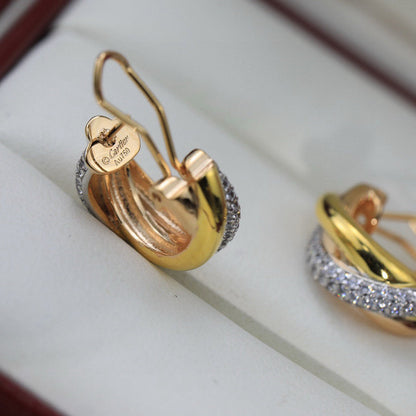 [Stars Jewelry]TRINITY HALF DIAMOND  CLASSIC EARRINGS