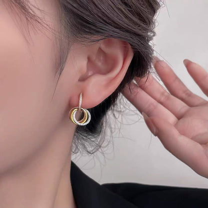 [Stars Jewelry]TRINITY HALF DIAMOND  EARRINGS
